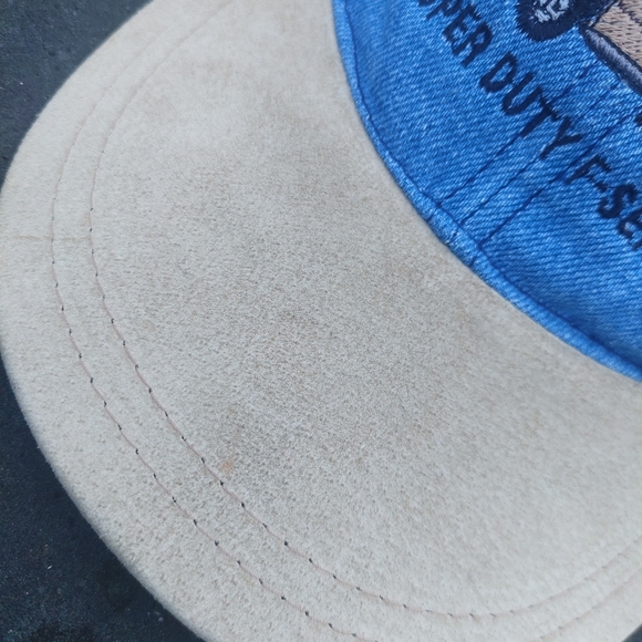 Vintage FORD Super Duty Embroidery Trucker Hat Cap Denim - Picture 3 of 5